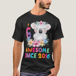 Camiseta Crianças Cute Koala Bear 6 Anos Aniversário Para B