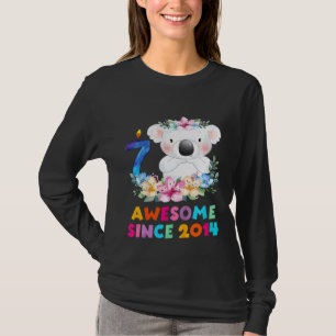 Camiseta Crianças Cute Koala Bear 7 Anos Aniversário Para B