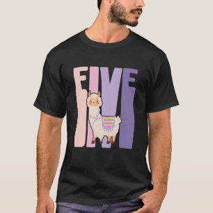 Camiseta Crianças Cute Llama Alpaca Birthday Garota 5 Anos