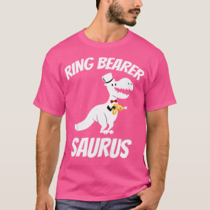 Camiseta Crianças Cute Ring Bearer Dinossaur T Rex Festa de