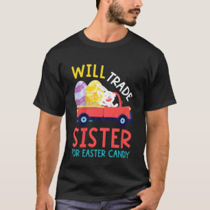 Camiseta Crianças Cute Trocam Ovos De Páscoa De Teto Da Irm