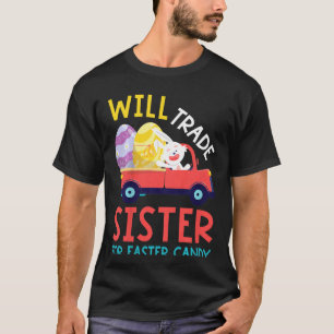 Camiseta Crianças Cute Trocam Ovos De Páscoa De Teto Da Irm