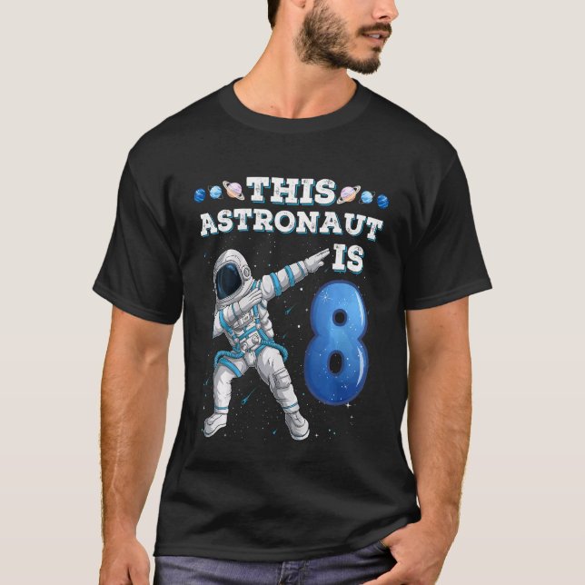 Camiseta Crianças Dabbing Astronauta de 8 anos Aniversário  (Frente)