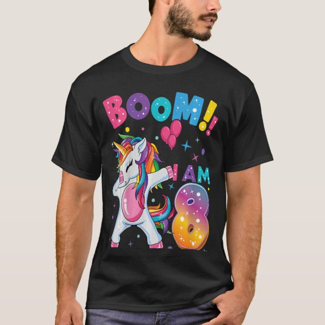 Camiseta Crianças Dabbing Birthday 8 Anos 8º aniversário (Frente)