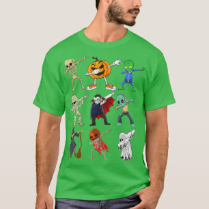 Camiseta Crianças Dabbing Halloween Skeleton Zombie Scarpk