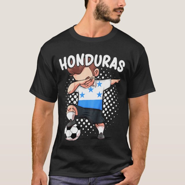 Camiseta Crianças Dabbing jogador de futebol Honduras Futeb (Frente)