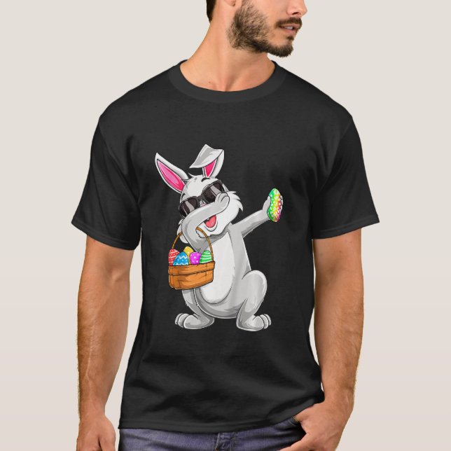 Camiseta Crianças Dabbing Rabbit Dia Páscoa Ovos Caça Caça (Frente)