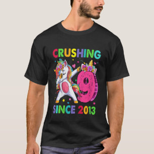 Camiseta Crianças Dabbing Unicorn 9. º aniversário 7 anos