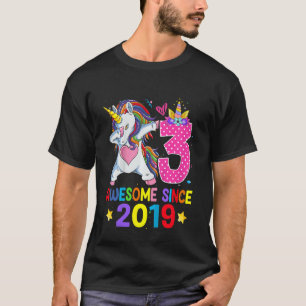 Camiseta Crianças Dabbing Unicorn aniversário de 3 anos Gir