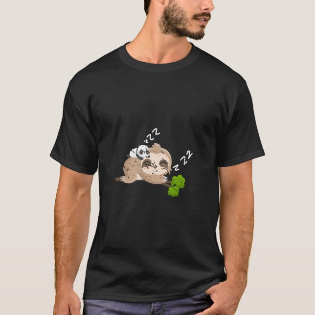 Camiseta Crianças Dão Ideia Sonolento Panda Sloth (Frente)