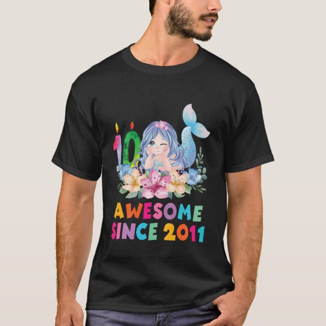 Camiseta Crianças de 10 anos de idade Aniversário Tema Sere (Frente)