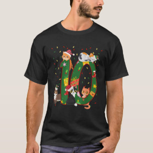 Camiseta Crianças De 10 Anos Gatos De Xmas Gatos De 10 Anos