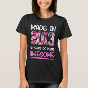 Camiseta Crianças de 10 anos Nascer de aniversário floral e