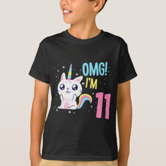 Camiseta Crianças de 11 anos, Gato do Unicórnio de Casas de