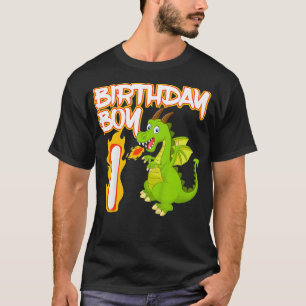 Camiseta Crianças de 1 ano Dragão Aniversário de aniversári