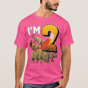 Camiseta Crianças de 2 anos Dinossauros Festa de Segundo de