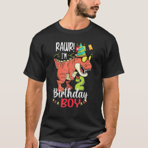 Camiseta Crianças de 2 anos Garoto segundo aniversário Rawr