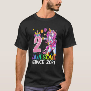 Camiseta Crianças De 2 Anos Incrível Desde 2021 Dabbing Uni