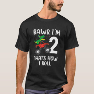 Camiseta Crianças De 2 Anos Rawr 2Rd Birthday Boy T Rex Tod