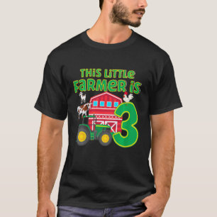 Camiseta Crianças de 3 anos de Fazenda Trator Aniversário 3
