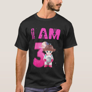 Camiseta Crianças de 3 anos Menina de aniversário astronaut