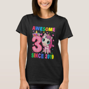 Camiseta Crianças de 3 anos Meninas adolescentes Unicorn an