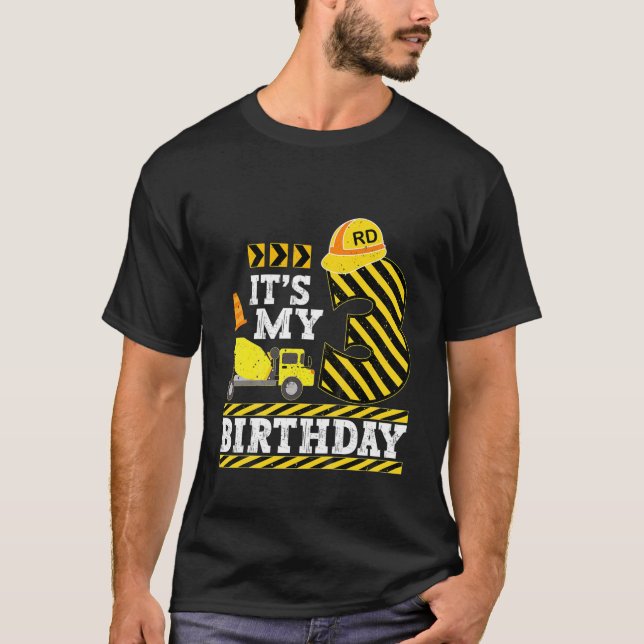 Camiseta Crianças de 3 anos Menino é meu aniversário de 3 a (Frente)
