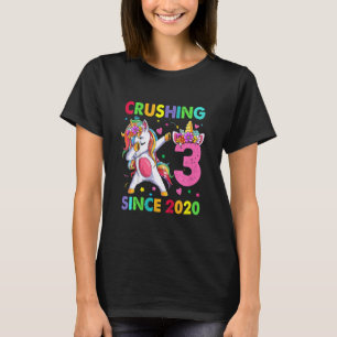 Camiseta Crianças de 3 anos Unicorn Dabbing aniversário de 