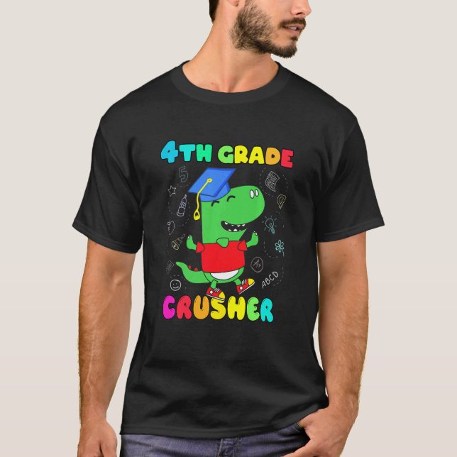 Camiseta Crianças De 4º Grau Crusher Rex Dinossaur De Volta (Frente)