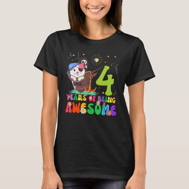 Camiseta Crianças de 4 anos adolescentes 4º aniversário Gar (Frente)