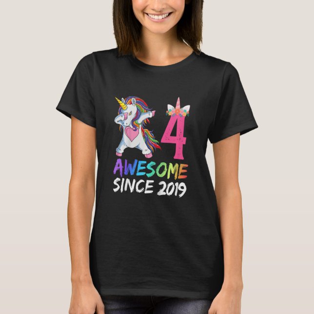 Camiseta Crianças de 4 anos adolescentes bebendo Unicorn 4° (Frente)