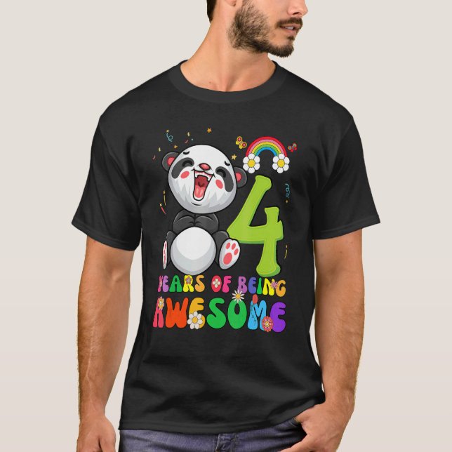Camiseta Crianças de 4 anos adolescentes Meninas Fofo Panda (Frente)