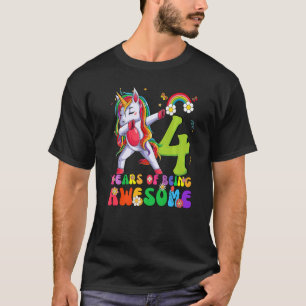 Camiseta Crianças de 4 anos adolescentes Unicórnio 4º anive