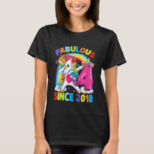 Camiseta Crianças de 4 anos bebendo Unicórnio 4ª garota de