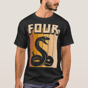 Camiseta Crianças de 4 anos Cobra de aniversário Garota de