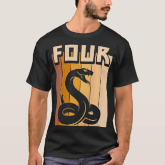 Camiseta Crianças de 4 anos Cobra de aniversário Garota de