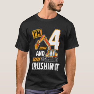 Camiseta Crianças de 4 anos construindo veículos escavadora