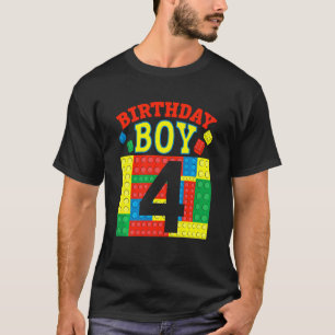 Camiseta Crianças de 4 anos Criador de tijolos de menino 4º