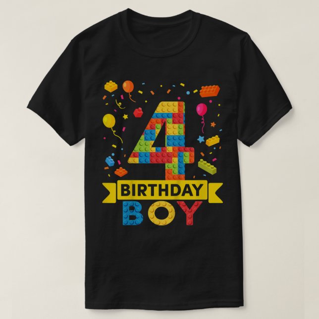 Camiseta Crianças de 4 anos de idade Blocos de prédio 4º An (Frente do Design)