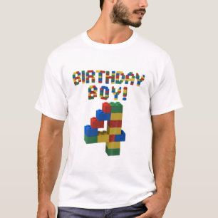 Camiseta Crianças De 4 Anos De Idade Construindo Blocos Cu