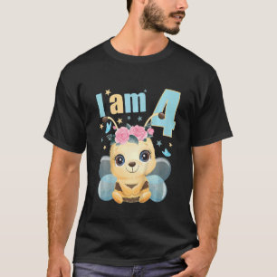 Camiseta Crianças De 4 Anos De Idade Menina De 4 De Anivers
