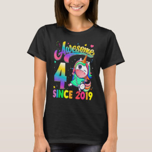 Camiseta Crianças de 4 anos desde 2019 Princesa Unicorn 4.º