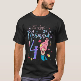 Camiseta Crianças De 4 Anos Esta Sereia É A Garota De 4 Ano