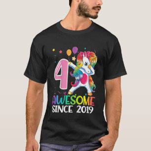Camiseta Crianças De 4 Anos Incrível Desde 2019 Dabbing Uni