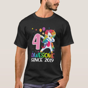 Camiseta Crianças De 4 Anos Incrível Desde 2019 Dabbing Uni