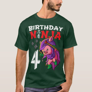 Camiseta Crianças de 4 anos Kawaii Cute Pig Japonês 4º Nasc