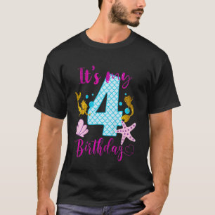 Camiseta Crianças de 4 anos Menina Sete... Sereia de 4 anos