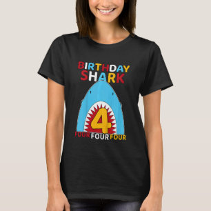 Camiseta Crianças de 4 anos Meninos de tubarão de aniversár