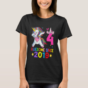 Camiseta Crianças de 4 anos Presentes Unicórnio Dabbing 4th