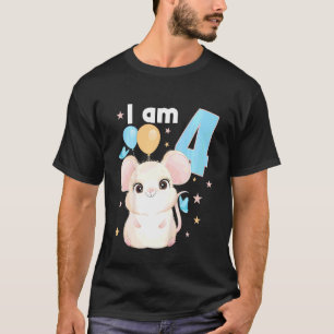 Camiseta Crianças de 4 anos Rato de Garota Menina de Festa